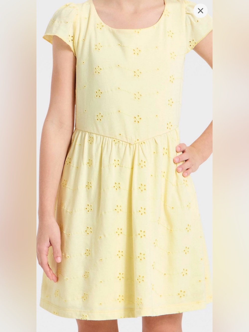 Girls' Yellow Eyelet Summer Dress